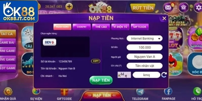 TRANG CHỦ 33 Cách nạp rút tiền tại Ok88