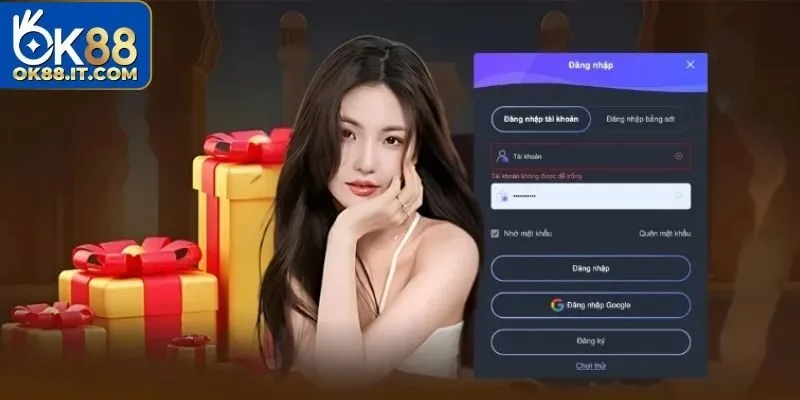Đăng Nhập Ok88 - Hướng Dẫn Thành Công Ngay Từ Lần Đầu 1 Quy trình truy cập vào acc game ok88